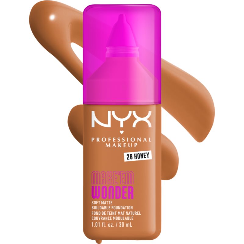 NYX Professional Makeup Make ‘Em Wonder leichtes mattierendes Make-up Farbton 26 Honey 30 ml (Bild 2)