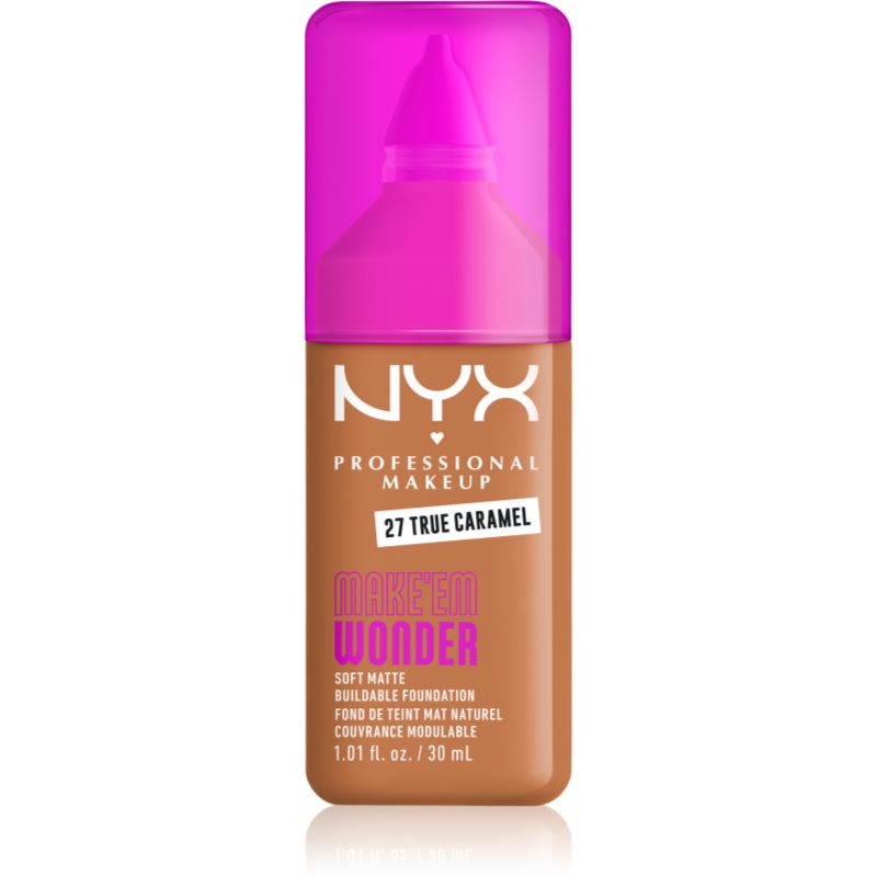 NYX Professional Makeup Make ‘Em Wonder lehký matující make-up odstín 27 True Caramel 30 ml