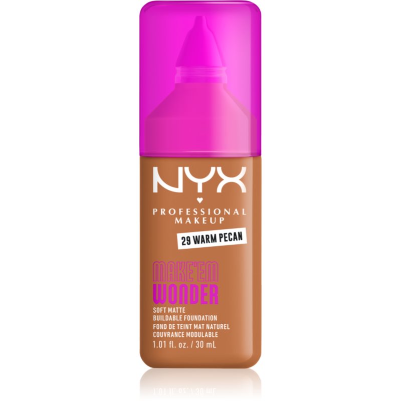 NYX Professional Makeup Make ‘Em Wonder lehký matující make-up odstín 29 Warm Pecan 30 ml