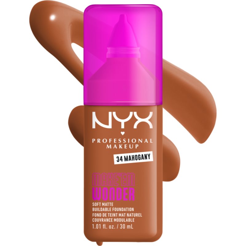 NYX Professional Makeup Make ‘Em Wonder leichtes mattierendes Make-up Farbton 34 Mahogany 30 ml (Bild 2)