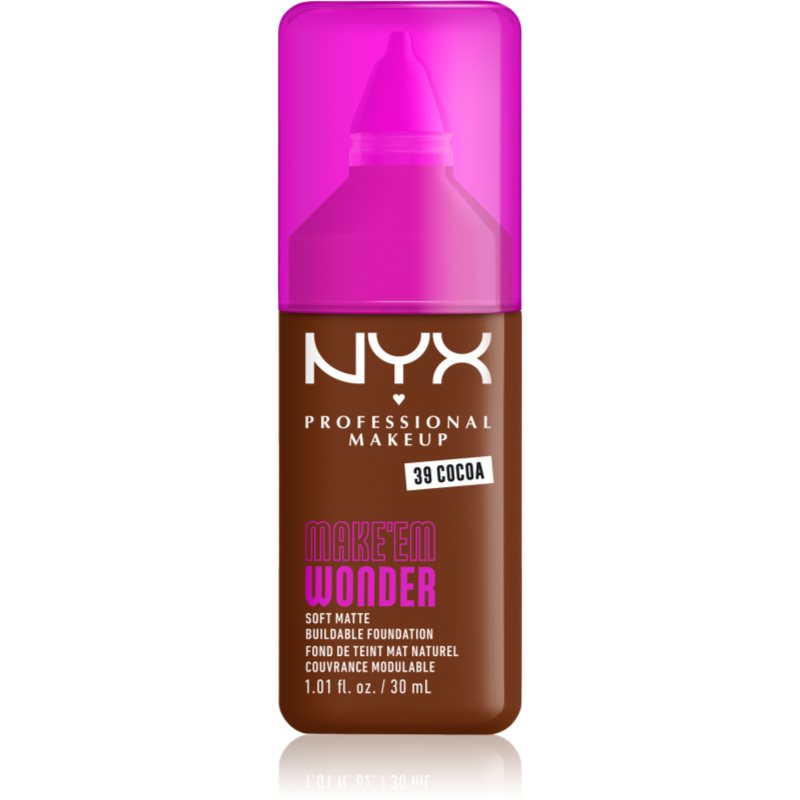NYX Professional Makeup Make ‘Em Wonder kevyt, mattapinnan antava meikkivoide sävy 39 Cocoa 30 ml