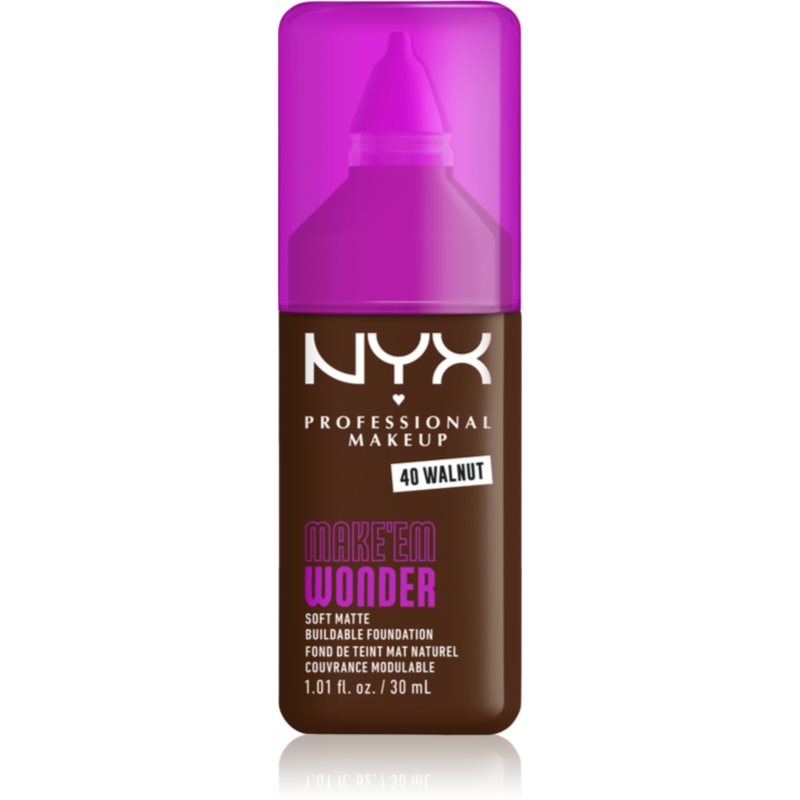 NYX Professional Makeup Make ‘Em Wonder fondotinta opacizzante leggero colore 40 Walnut 30 ml