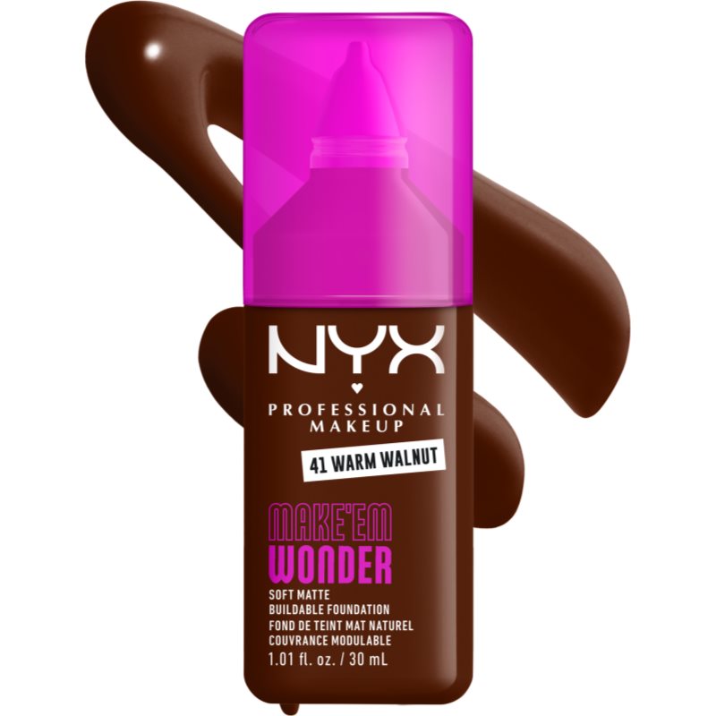 Thumbnail - NYX Professional Makeup Make ‘Em Wonder leichtes mattierendes Make-up Farbton 41 Warm Walnut 30 ml
