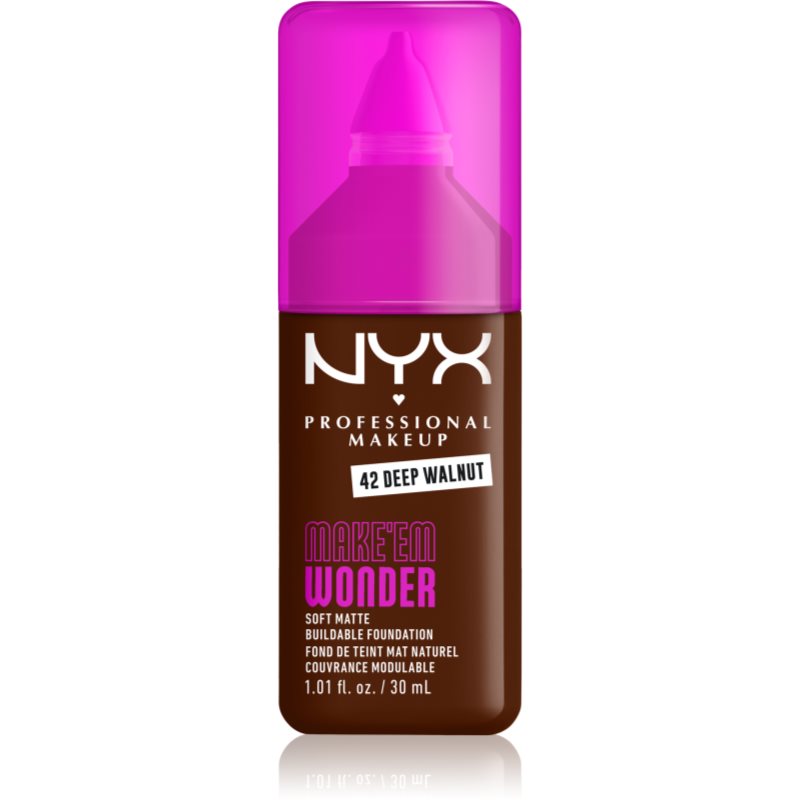 NYX Professional Makeup Make ‘Em Wonder leichtes mattierendes Make-up Farbton 42 Deep Walnut 30 ml