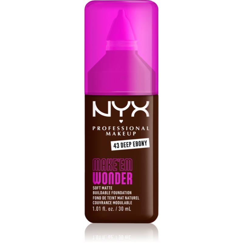 NYX Professional Makeup Make ‘Em Wonder kevyt, mattapinnan antava meikkivoide sävy 43 Deep Ebony 30 ml