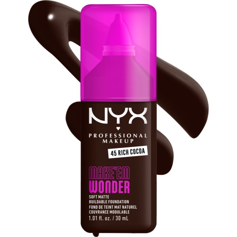 Thumbnail - NYX Professional Makeup Make ‘Em Wonder leichtes mattierendes Make-up Farbton 45 Rich Cocoa 30 ml