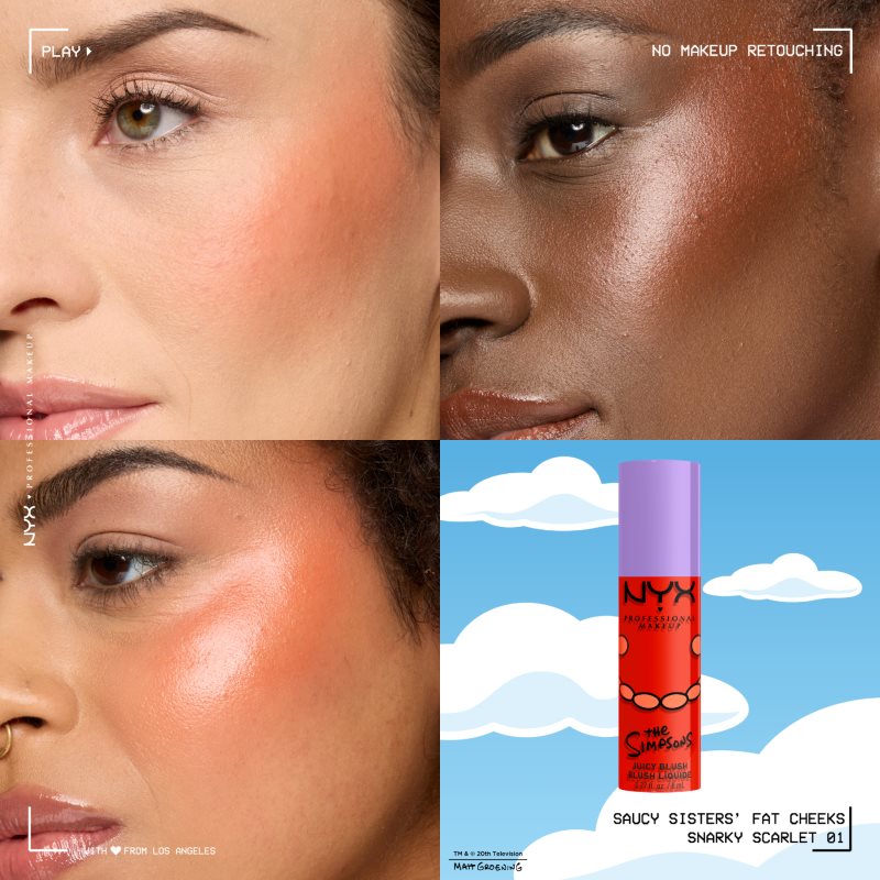 NYX Professional Makeup The Simpsons Fat Cheeks tekutá tvářenka odstín Snarky Scarlet 8 ml (obrázek 6)