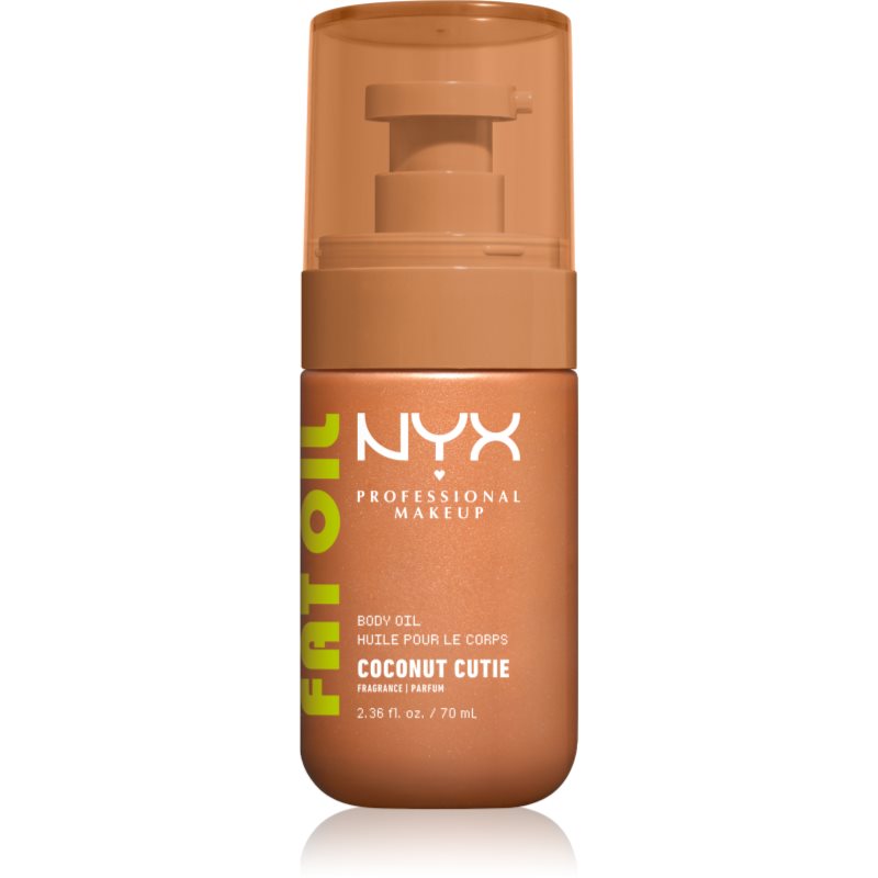 NYX Professional Makeup Fat Oil Body vyživujúci telový olej dodávajúci hydratáciu a lesk s vôňou Coconut Cutie 70 ml