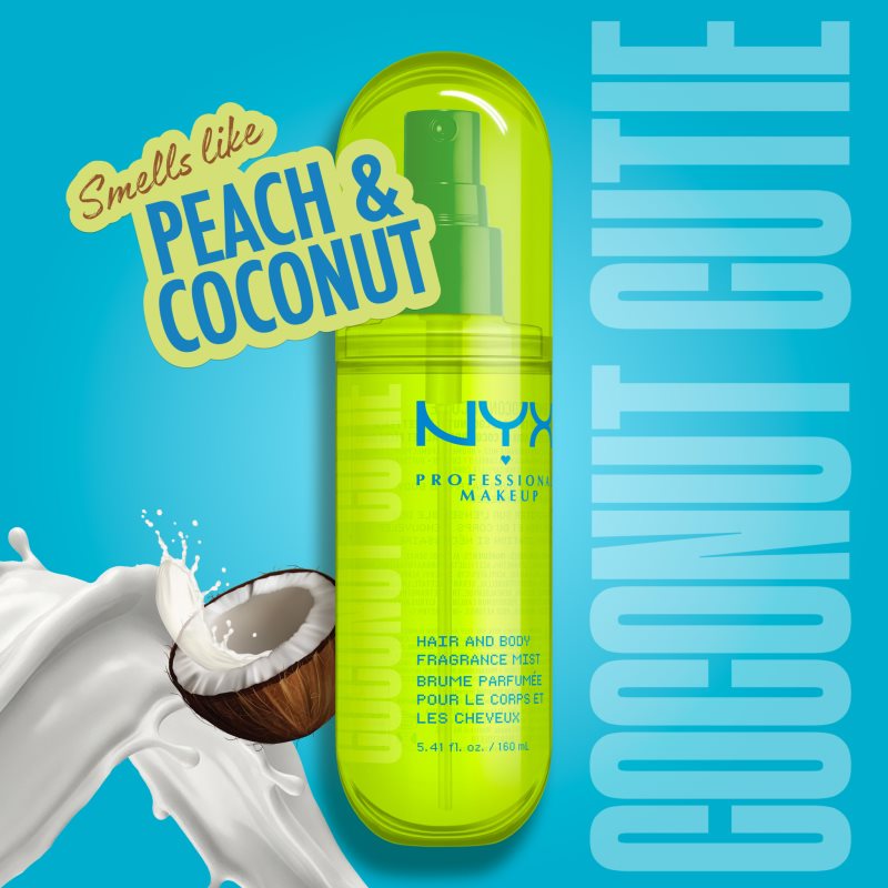 NYX Professional Makeup Fat Oil Body parfumovaná hmla na vlasy a telo s vôňou Coconut Cutie 80 ml