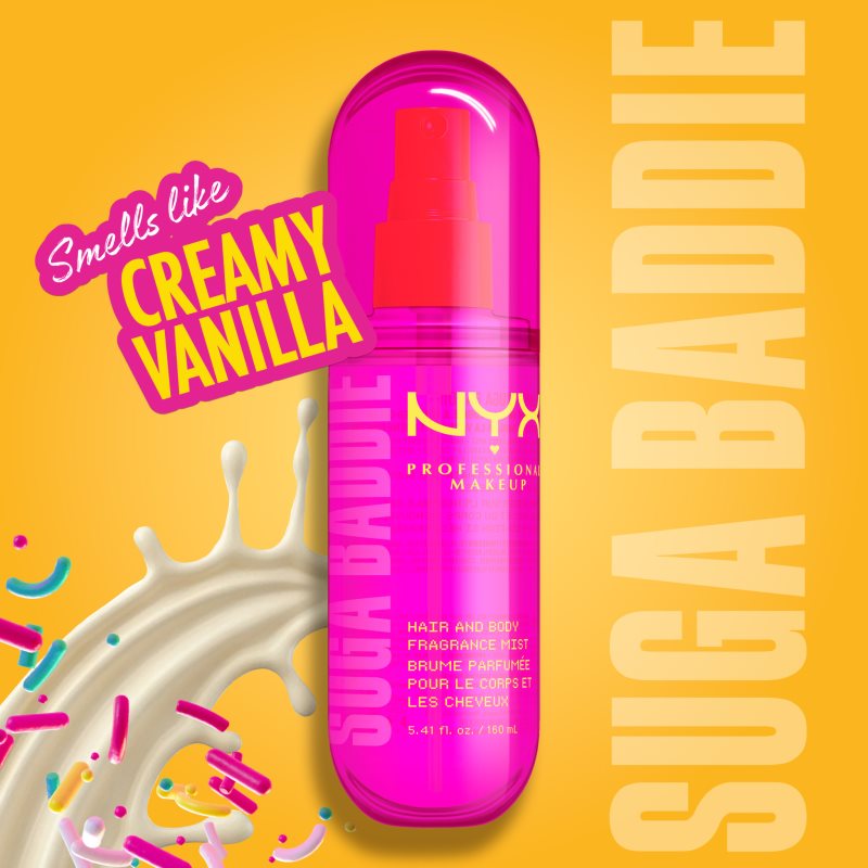 NYX Professional Makeup Fat Oil Body parfumovaná hmla na vlasy a telo s vôňou Suga Baddie 160 ml