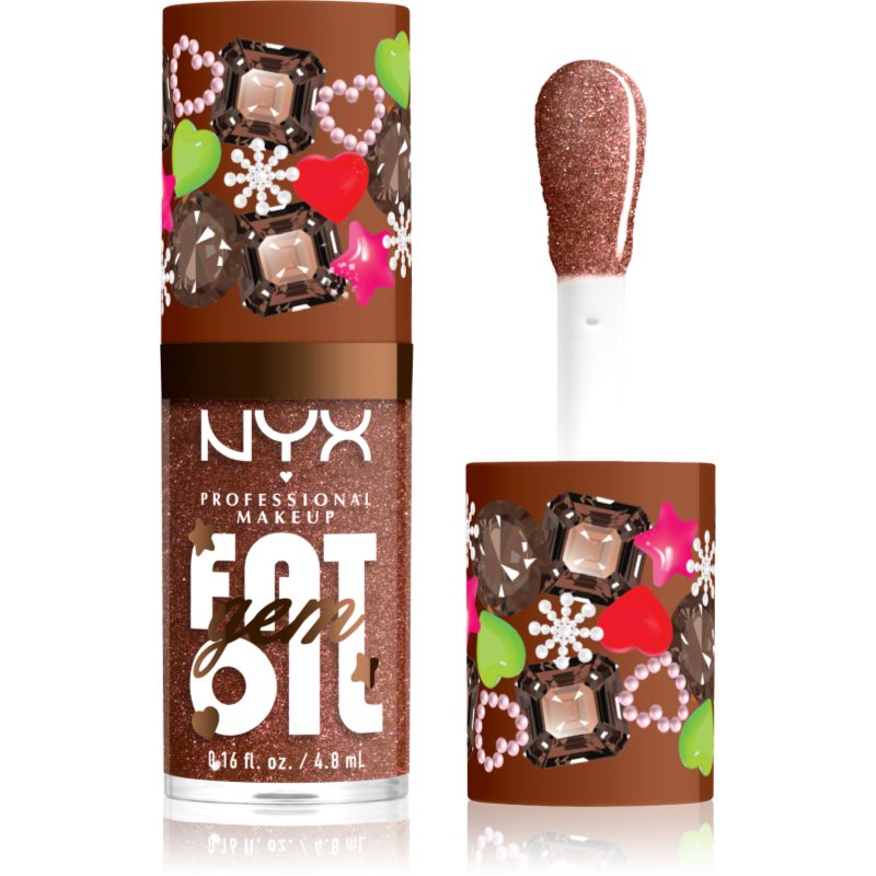 NYX Professional Makeup Fat Oil Gem Xmas olje za ustnice odtenek Cacao Gem 4.8 ml