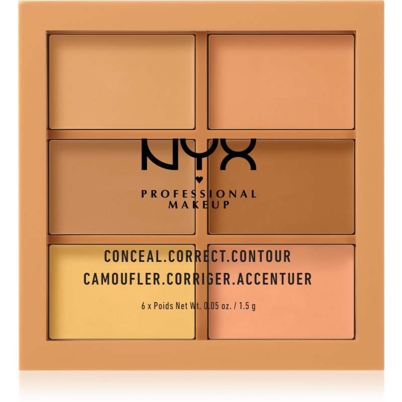 NYX Professional Makeup Conceal. Correct. Contour konturovací a korekční paletka odstín 02 Medium 6 x 1.5 g