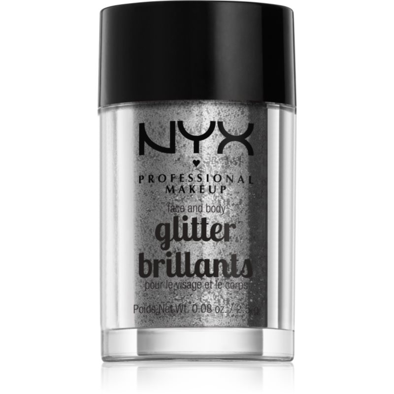 NYX Professional Makeup Face & Body Glitter Brillants Glitre na tvár i telo odtieň 10 Silver 2.5 g