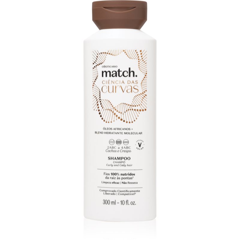 oBoticário Match kosteuttava shampoo kiharille ja aaltoileville hiuksille 300 ml