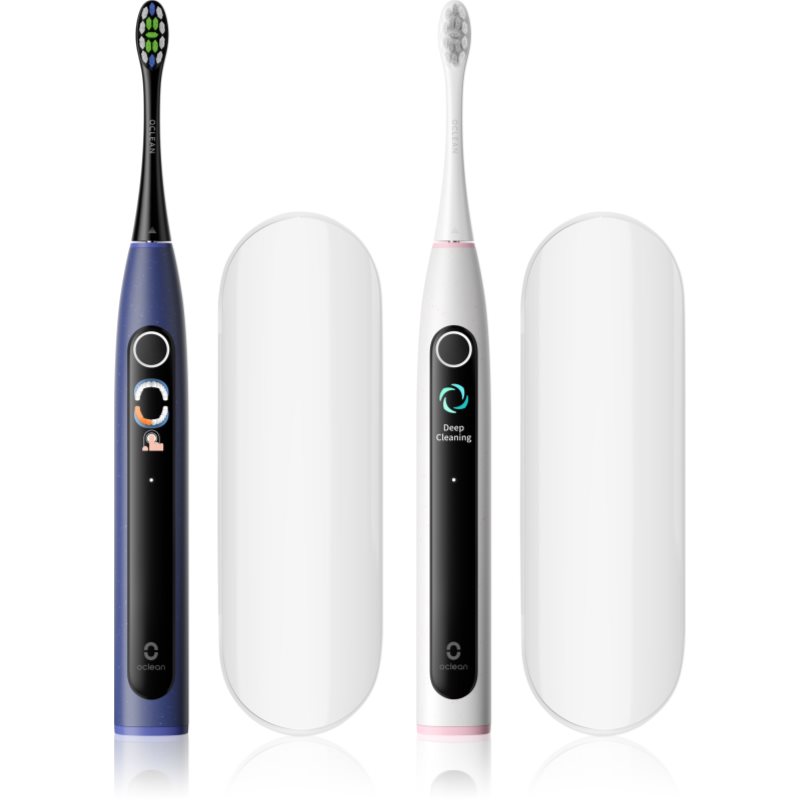 Oclean X Lite Set Duo pack sonický zubní kartáček DUO BALENÍ s cestovním pouzdrem Dark Blue+Grey