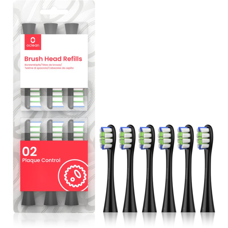 Oclean Brush Head Plaque Control toothbrush replacement heads Black 6 pc

