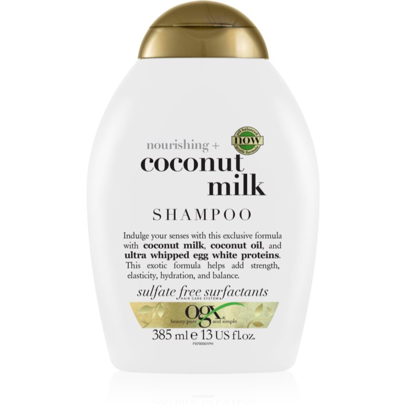 OGX Coconut Milk drėkinamasis šampūnas su kokosų aliejumi 385 ml