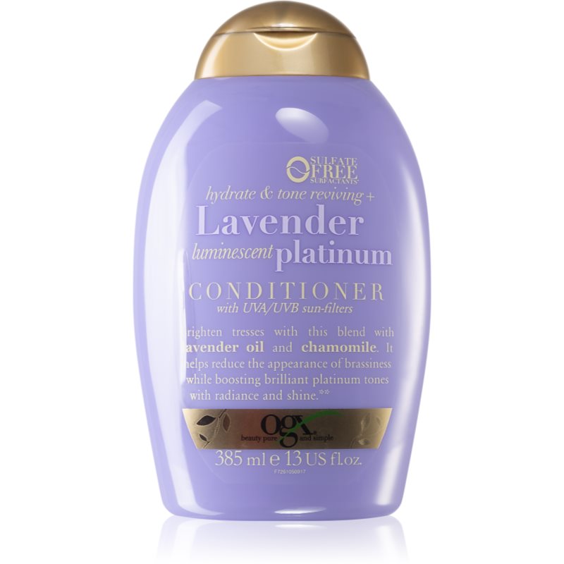 OGX Lavender Platinum toninis kondicionierius šaltos šviesios spalvos plaukams 385 ml