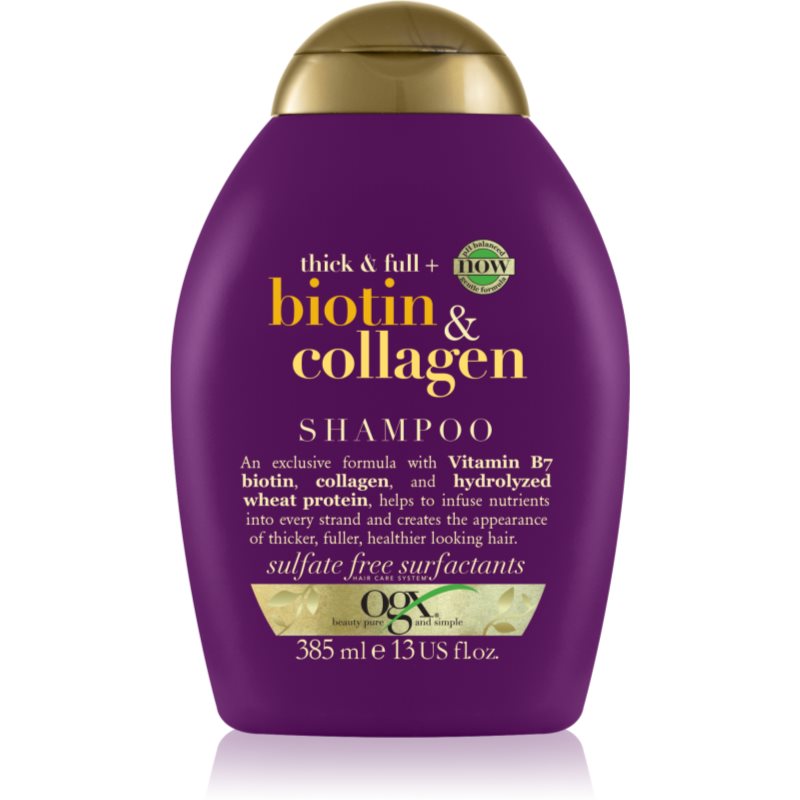 OGX Biotin & Collagen шампунь для збільшення густоти волосся для об’єму волосся 385 мл