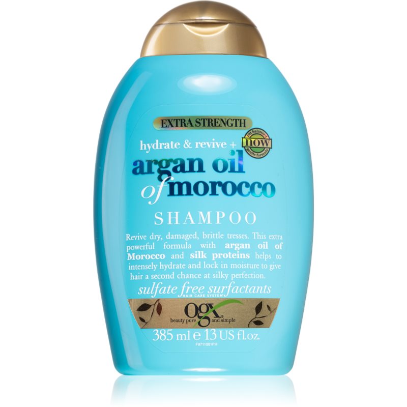 OGX Argan Oil Of Morocco Extra Strenght відновлюючий шампунь для дуже пошкодженого та ламкого волосся 385 мл