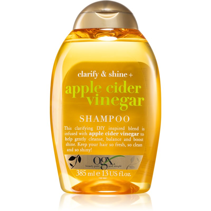 OGX Apple Cider Vinegar valomasis šampūnas plaukų blizgesiui ir švelnumui užtikrinti 385 ml