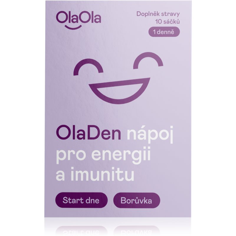 OlaOla Nápoj pro energii a imunitu prášek pro podporu imunitního systému příchuť Blueberry 10 ks