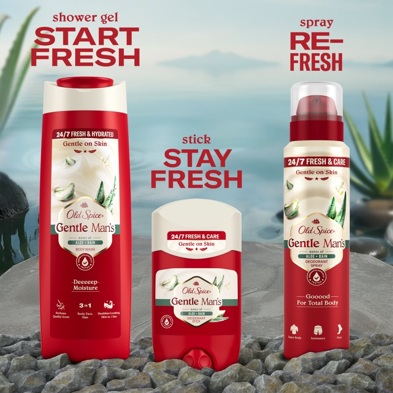 Old Spice Gentle Man's Aloe & Rain dezodorant v spreji bez obsahu hliníka 140 ml (obrázok 7)