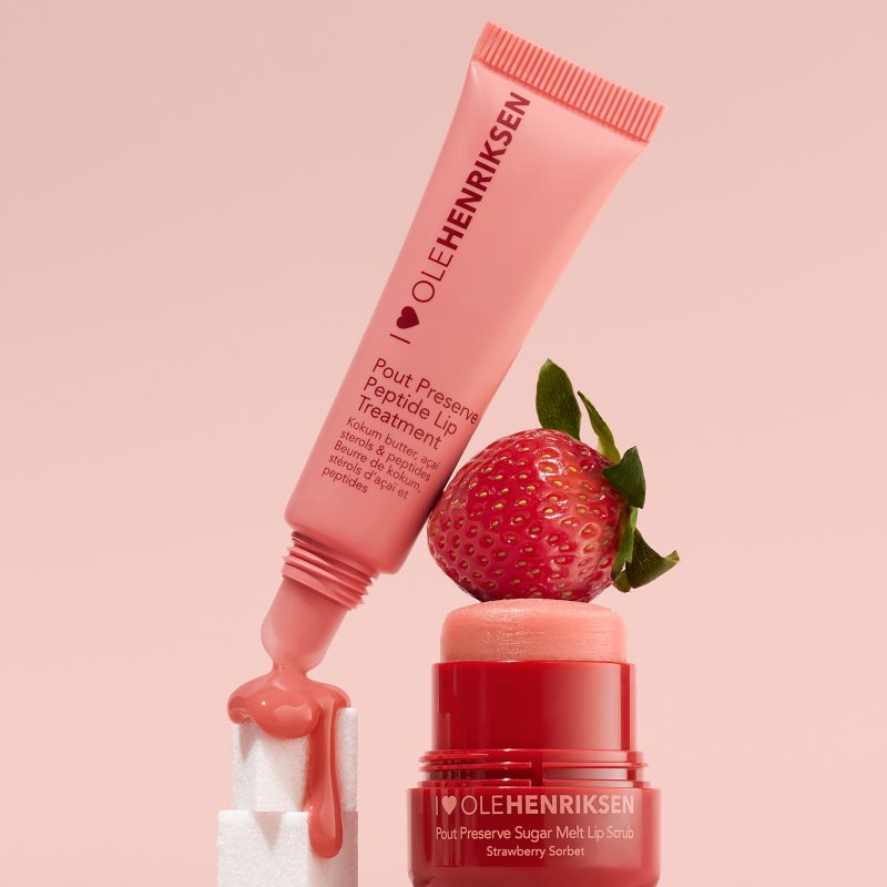 OLEHENRIKSEN Pout Preserve Sugar Melt Exfoliating Lip Scrub cukrový peeling na rty odstín Strawberry Sorbet 8 g (obrázek 5)