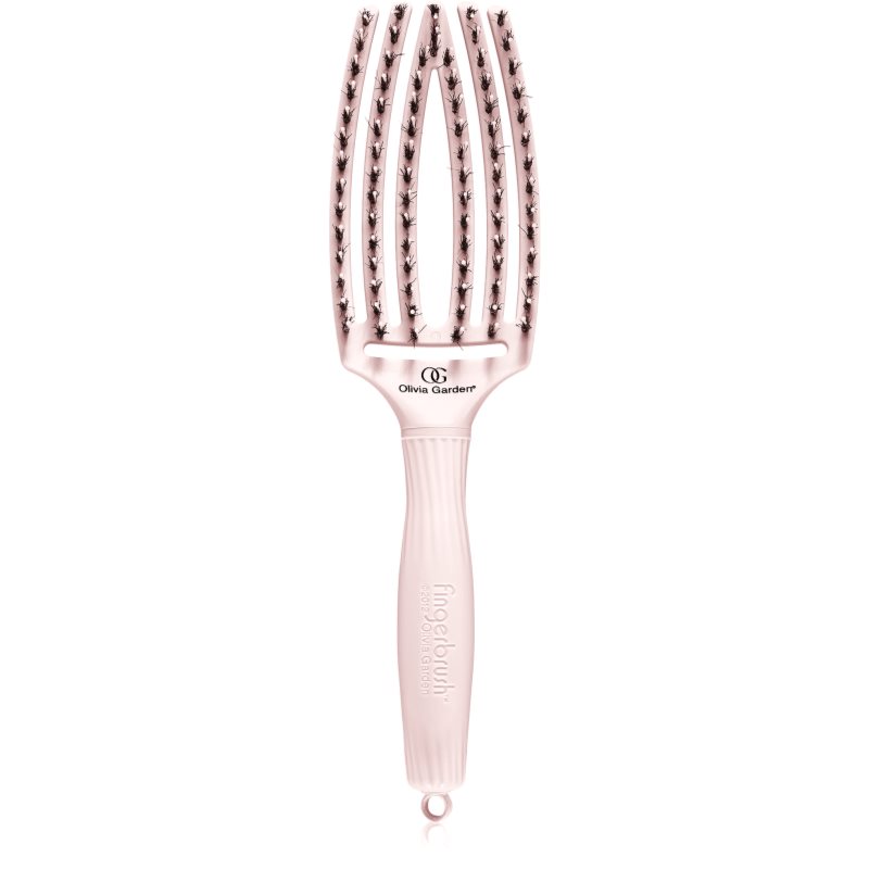 Olivia Garden Fingerbrush Bloom plokščias plaukų šepetys Pastel Pink