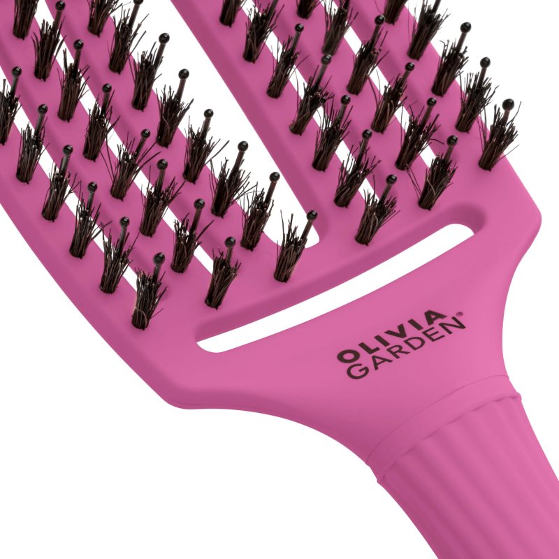 Olivia Garden Fingerbrush ThinkPink Flat Brush Bright Pink 1 Pc