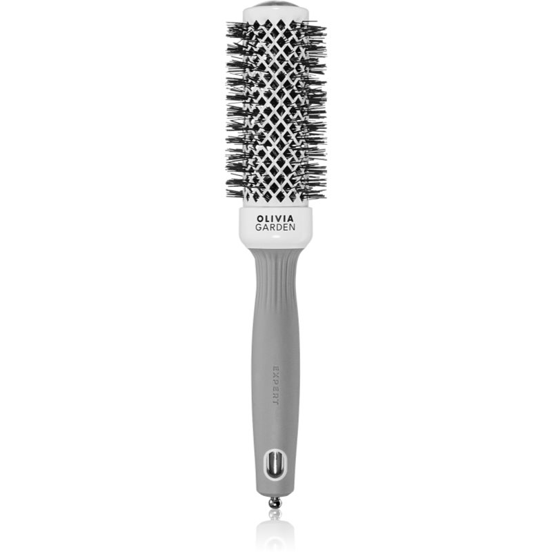 Olivia Garden Expert Shine Wavy Bristles White&Grey Hairbrush Průměr 35 Mm 1 Pc