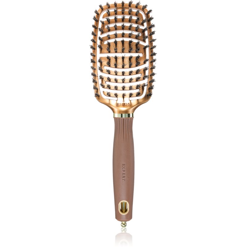 Olivia Garden Expert Flex plochý kartáč s kančími štětinami Gold&Brown 1 ks