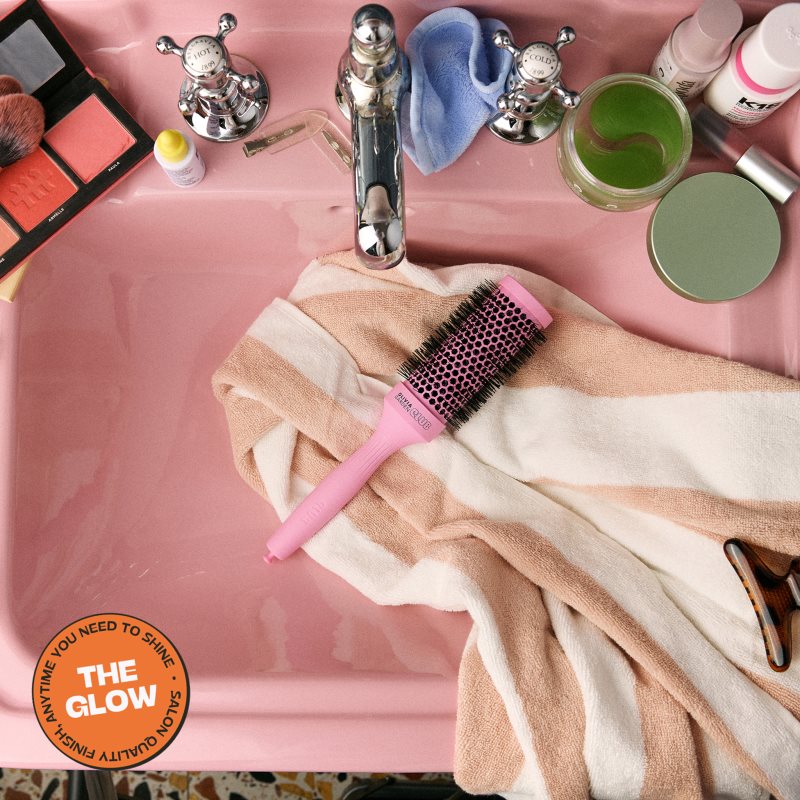 Olivia Garden Club The Glow Blowout Ceramic Round Brush Pink guľatá kefa na vlasy M 1 ks