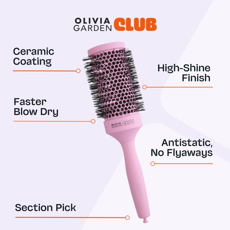 Olivia Garden Club The Glow Blowout Ceramic Round Brush Pink Runde Haarbürste 1 St. (Bild 4)