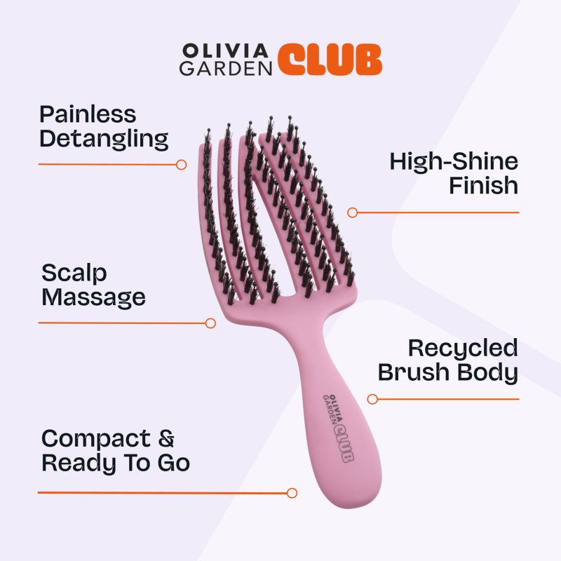 Olivia Garden Club The Nomad Detangling&Shine Fingerbrush​ Flache Bürste für das Haar Pink 1 St. (Bild 5)
