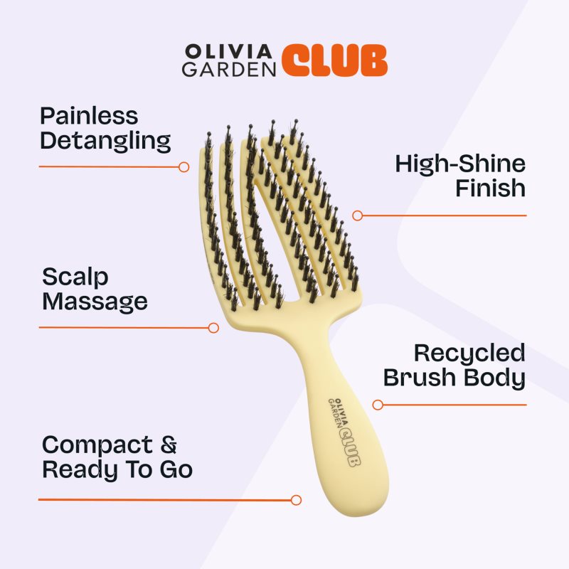 Olivia Garden Club The Nomad Detangling&Shine Fingerbrush​ Flache Bürste für das Haar Yellow 1 St. (Bild 5)