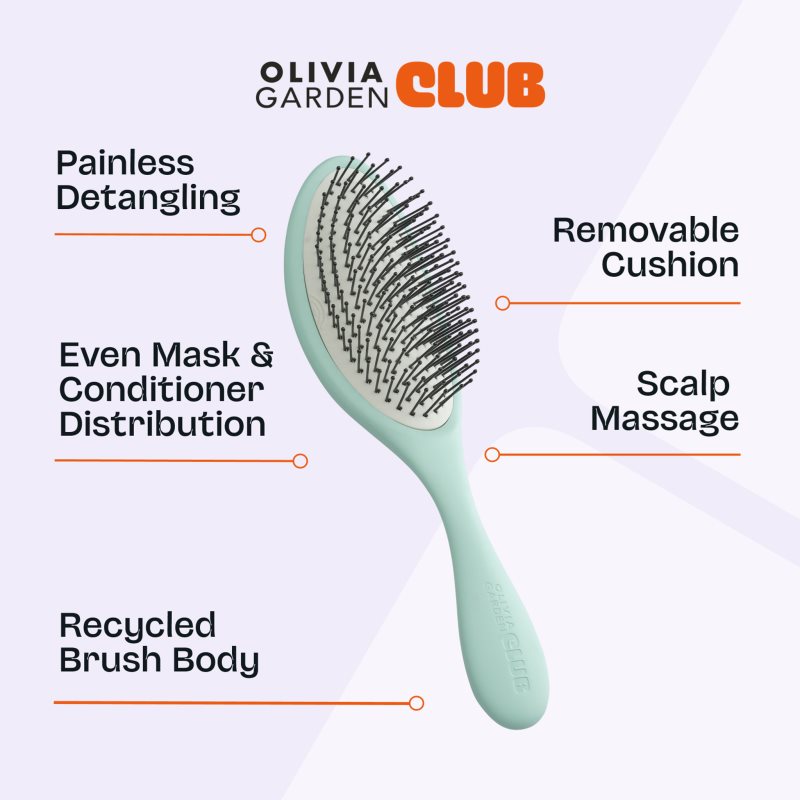 Olivia Garden Club The Reset Wet&Curly Detangling Hairbrush plochá kefa s puzdrom Blue 1 ks