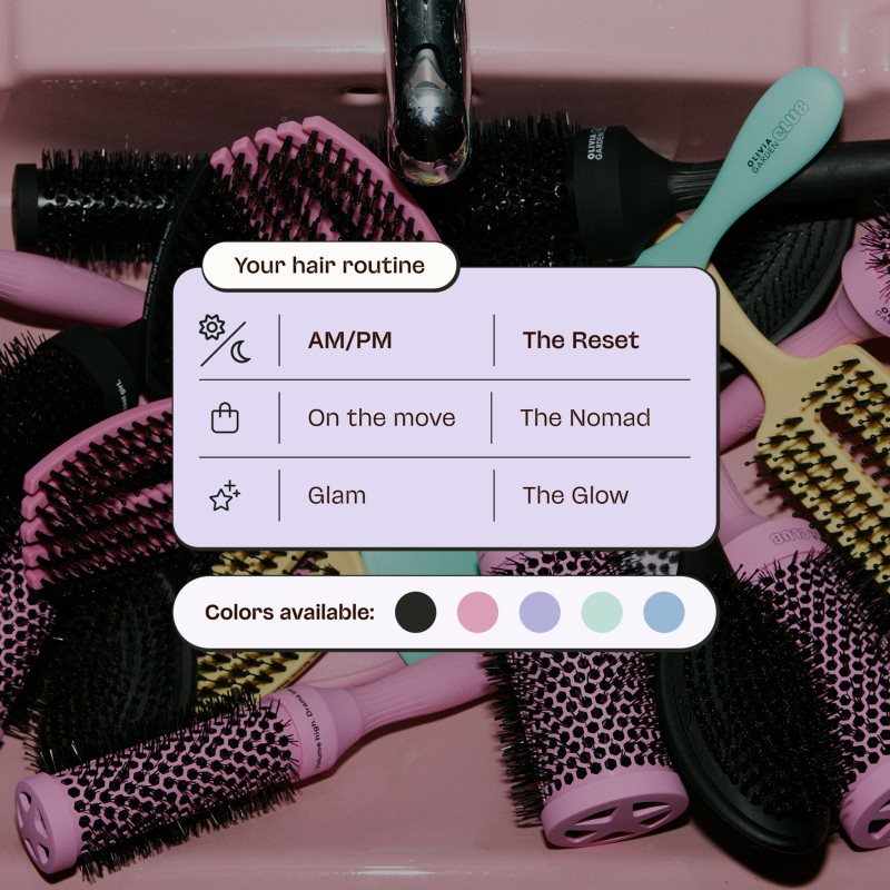 Olivia Garden Club The Reset Wet&Curly Detangling Hairbrush plochá kefa s puzdrom Blue 1 ks