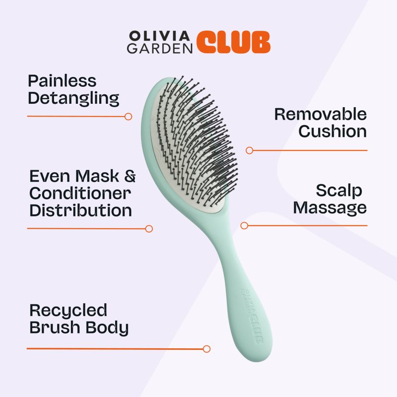 Olivia Garden Club The Reset Wet&Curly Detangling Hairbrush Flache Bürste + Etui Mint 1 St. (Bild 3)
