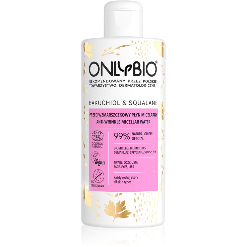 OnlyBio Bakuchiol & Squalane čistiaca micelárna voda proti vráskam 300 ml