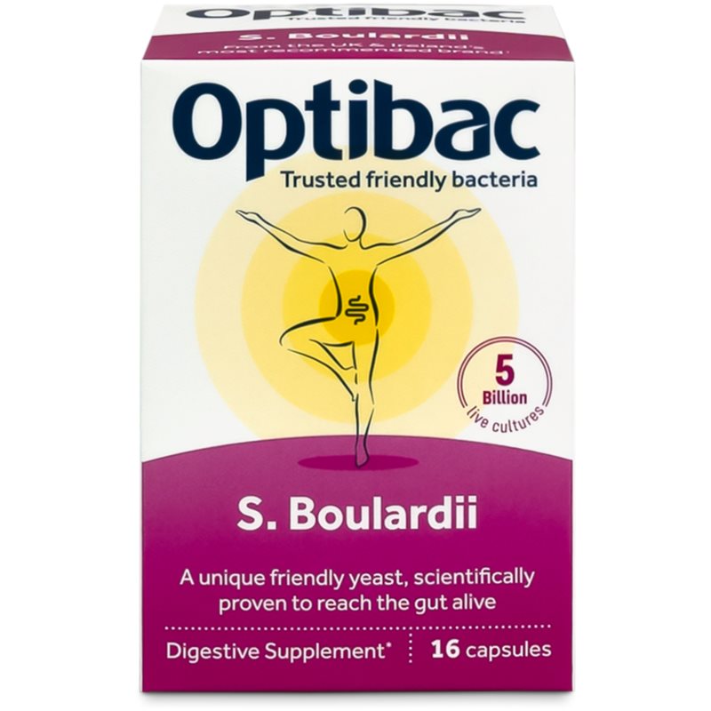 Optibac Saccharomyces Boulardii probiotika k léčbě průjmu 16 cap