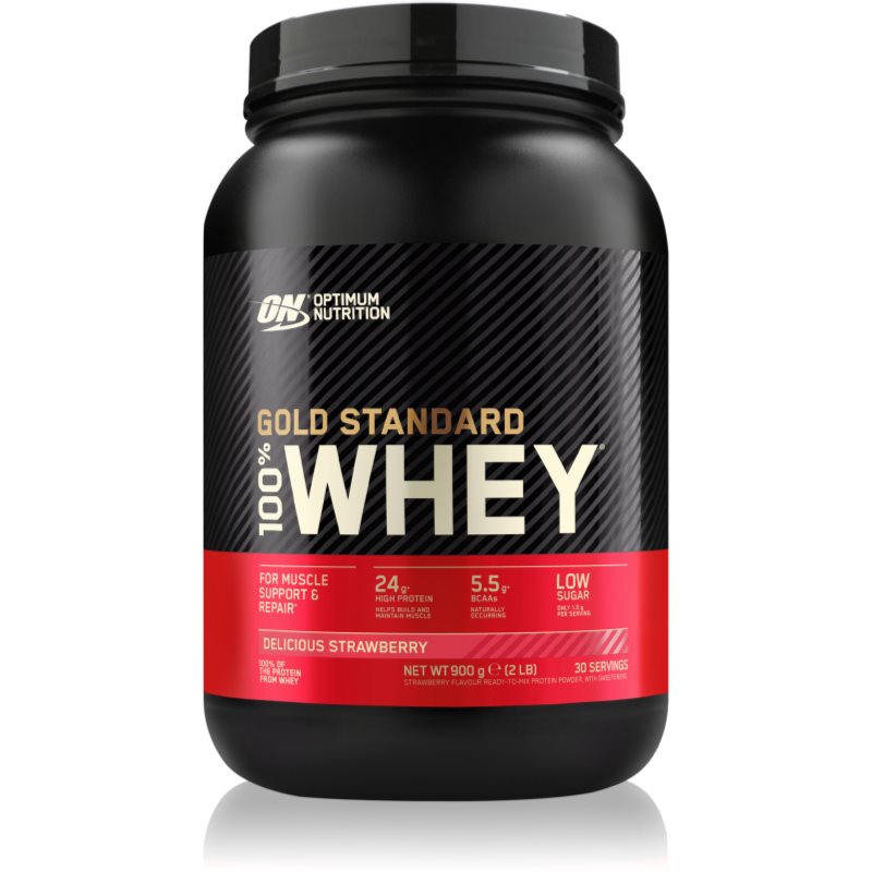 Optimum Nutrition Gold Standard Whey Protein proteine dal siero del latte aroma Strawberry 900 g