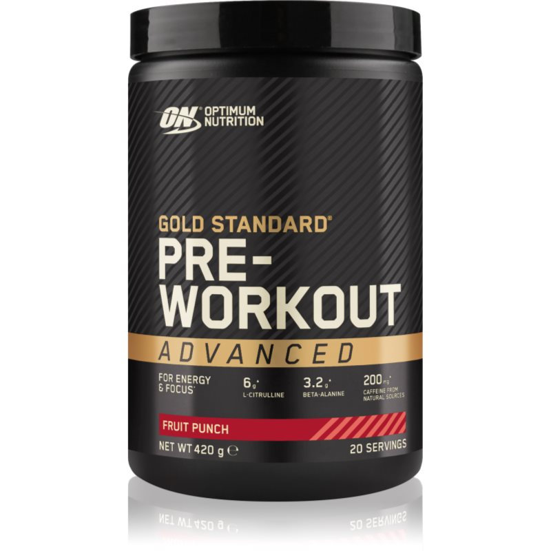 Optimum Nutrition Gold Standard Pre Workout Advanced Präparat zur Förderung von Sportleistungen mit Koffein Geschmack Fruit Punch 420 g