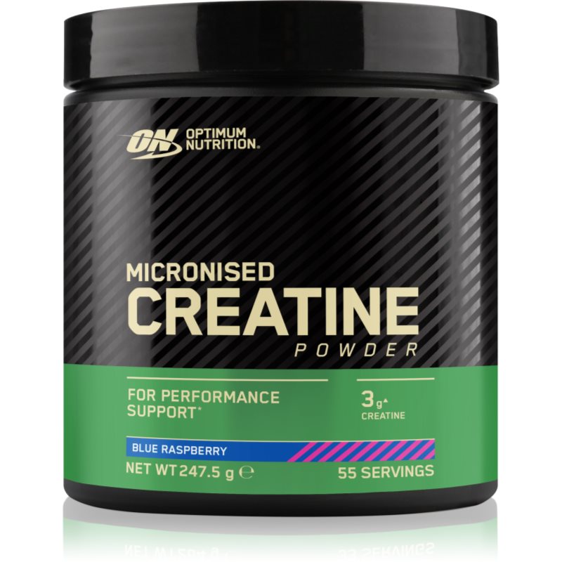 Optimum Nutrition Micronised Creatine Powder podpora sportovního výkonu příchuť Blue Raspberry 247.5 g