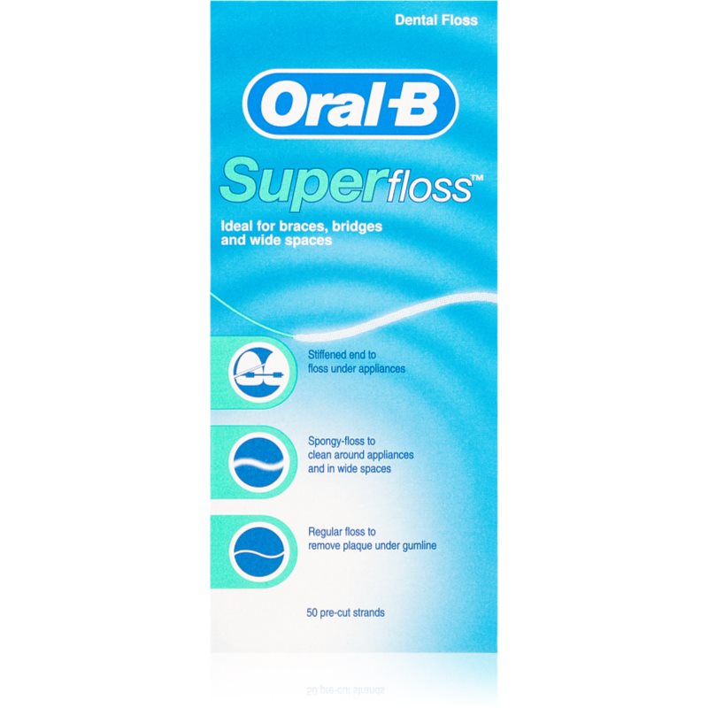 Oral B Super Floss Zahnseide für Zahnklammern und Zahnersatz 50 St.