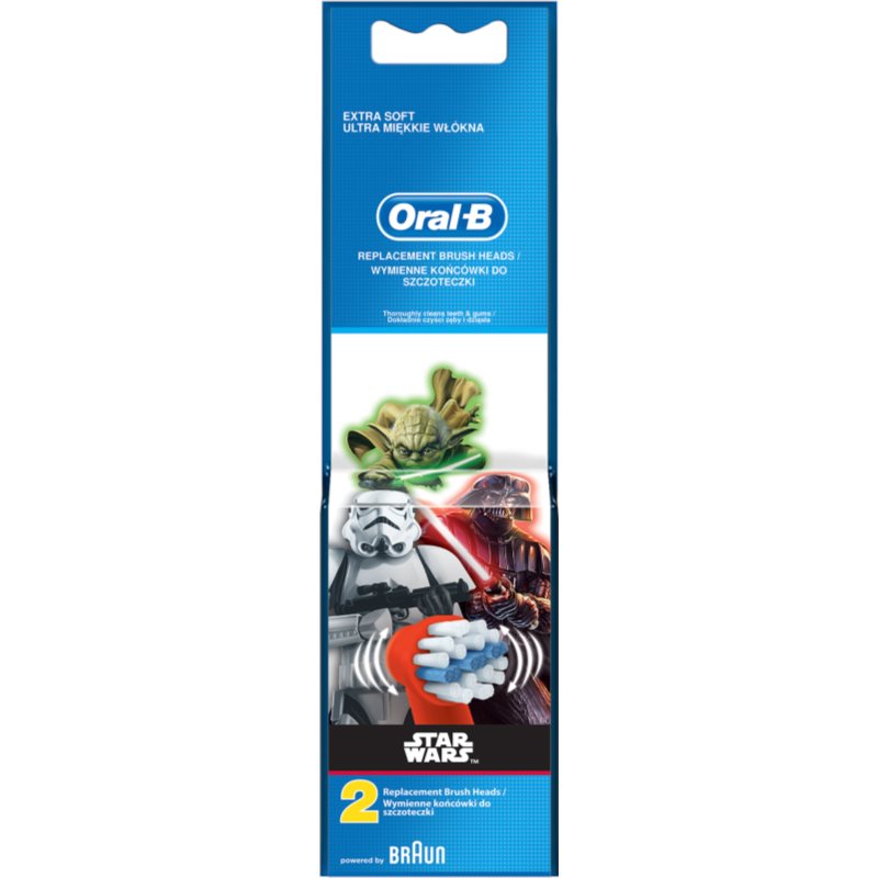Oral B Vitality D100 Kids StarWars Toothbrush Replacement Heads Extra Soft 2 Pc