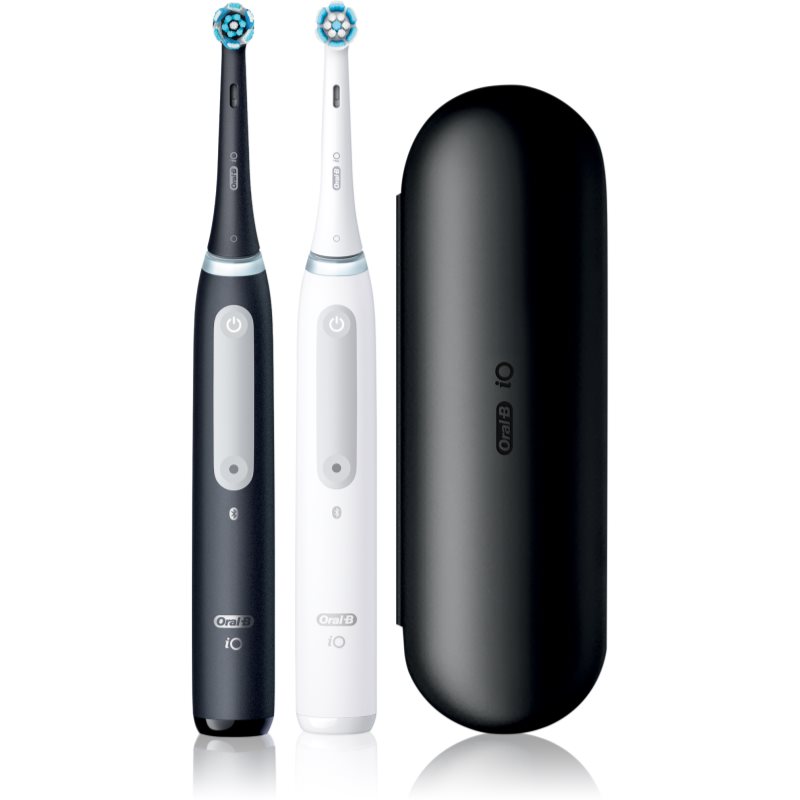 Oral B iO4 DUO електрическа четка за зъби с калъфка Black & White 2 бр.