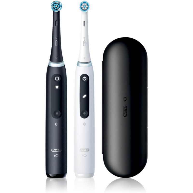 Oral B iO5 DUO elektrische Zahnbürste + 2 Ersatzaufsätze mit Reise-Etui Black & White