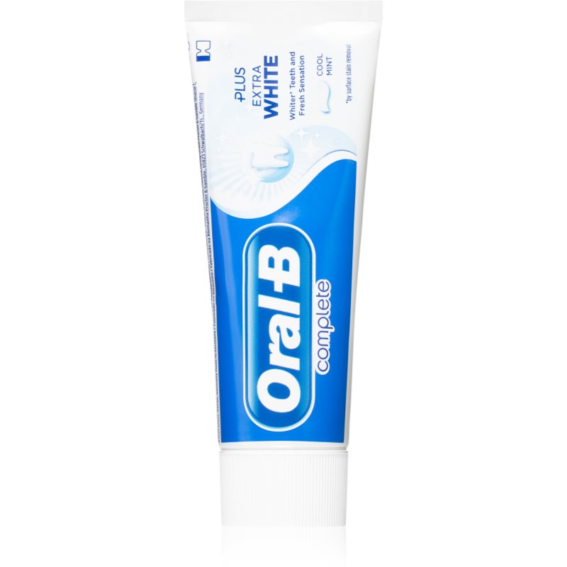 Oral B Complete Plus Extra White balinamoji dantų pasta visapusiškai dantų priežiūrai Cool Mint 75 ml