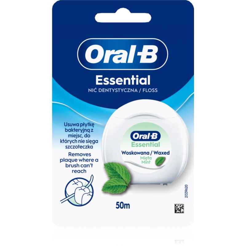 Oral-B Essential Floss Mint voskovaná dentální nit s mátovou příchutí 50 m